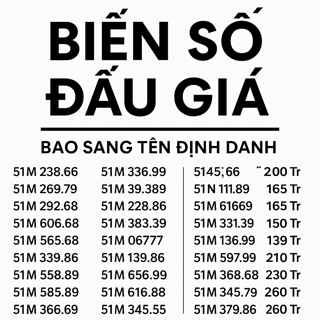 Biển Số Xe Đấu Giá – Bao Sang Tên Chính Chủ